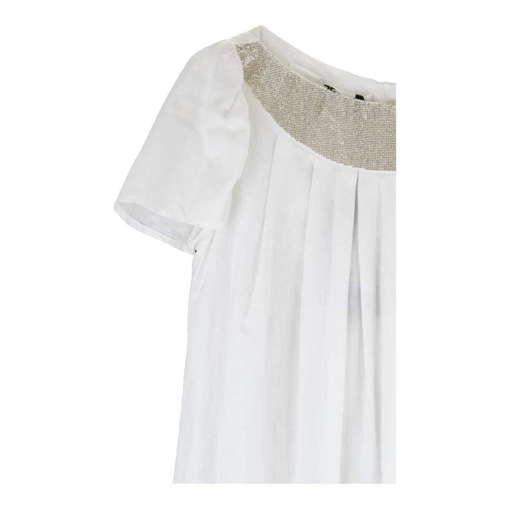 Elisabetta Franchi Korte Katoenen Jurk met Rits Haak White Dames