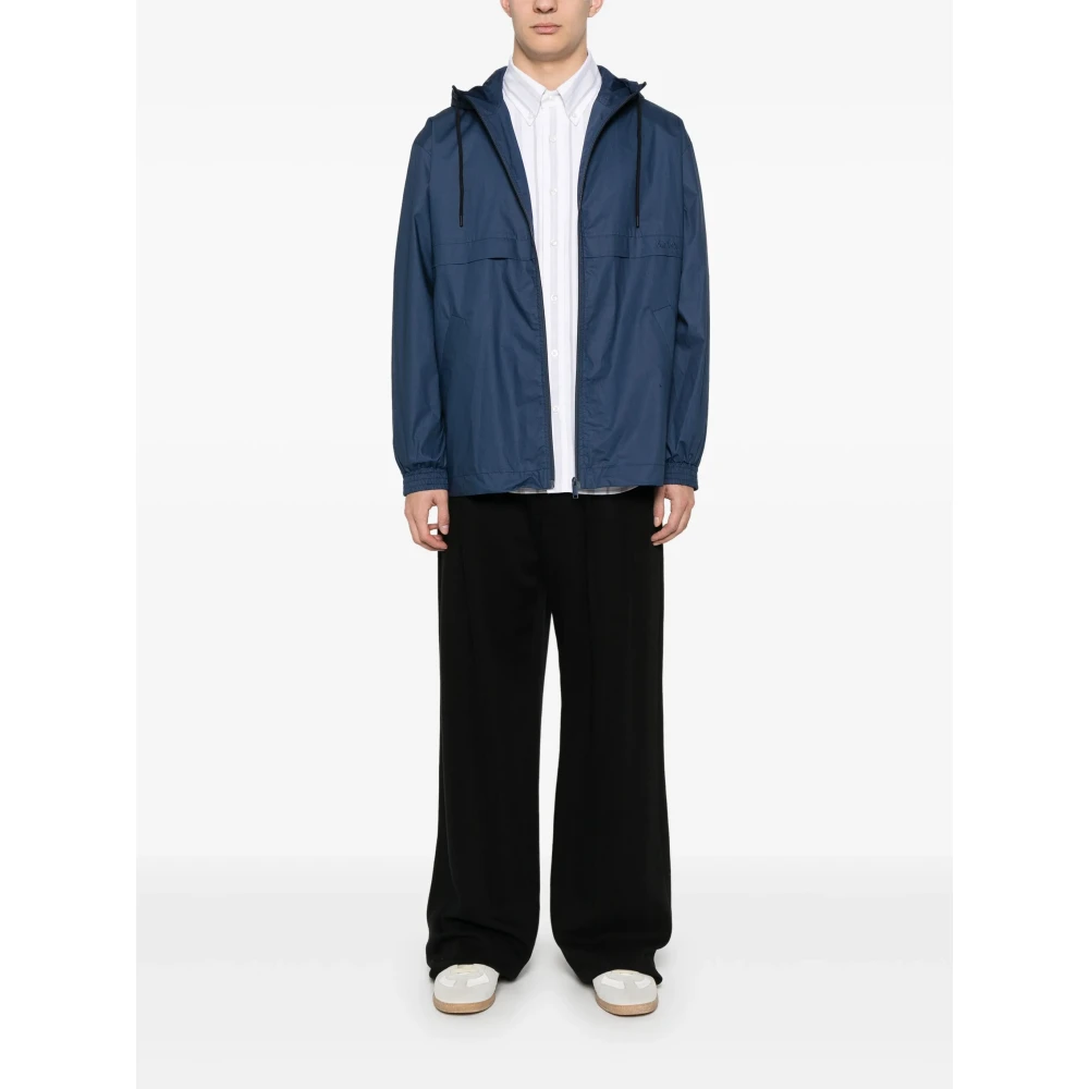 A.p.c. Blauwe Anorakjas met capuchon Blue Heren