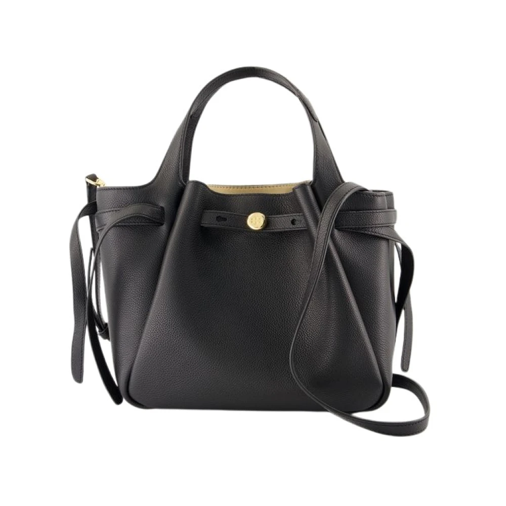 TORY BURCH Zwarte leren satchel tas met handvatten Black Dames