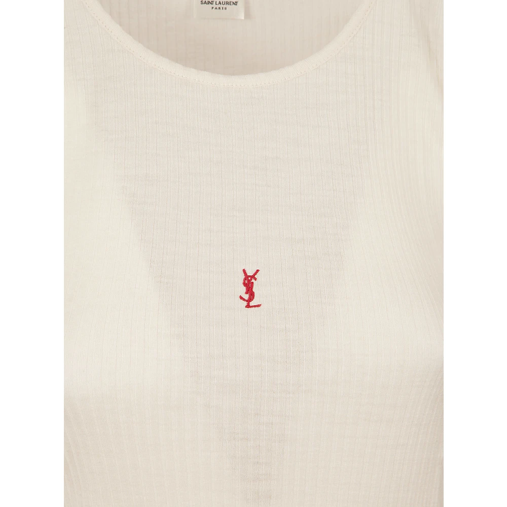 Saint Laurent Wollen Mouwloze Top Beige Dames
