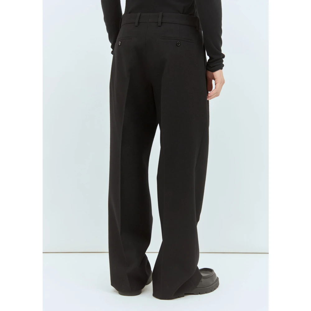 Burberry Wijde wollen broek met voorplooien Black Heren
