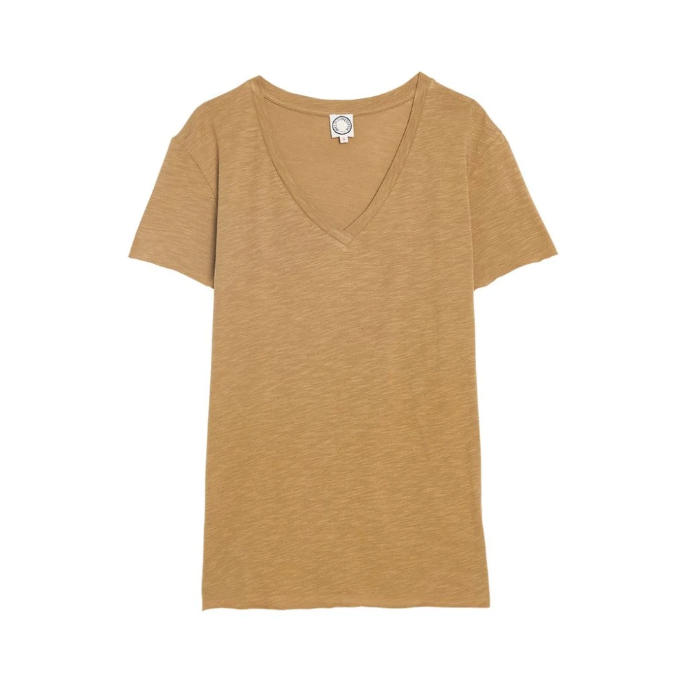 Ines De La Fressange Paris Elegant V-ringad T-shirt Brown, Dam