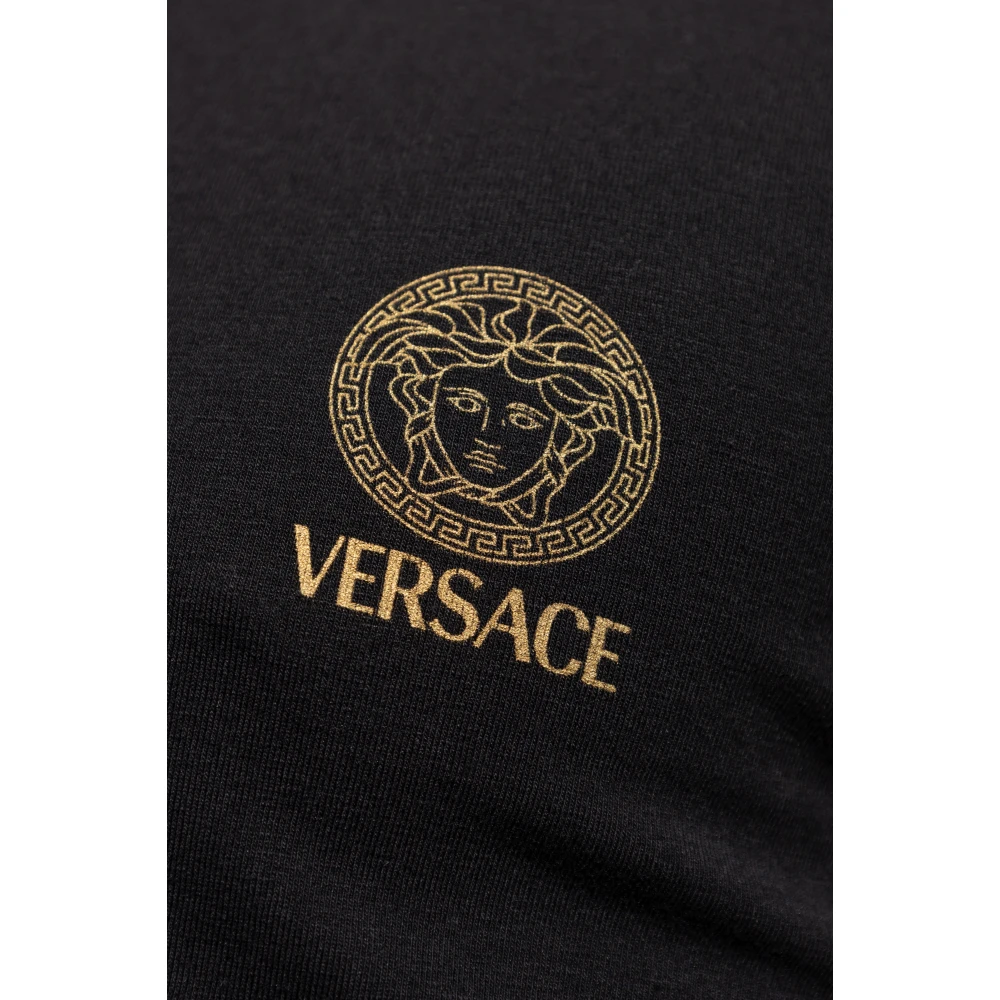 Versace Lingerie T-shirt met V-hals Black Heren