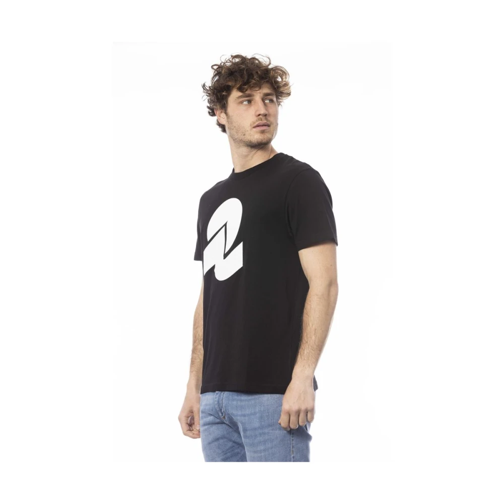 Invicta Zwart Katoenen T-shirt met Logoprint Black Heren