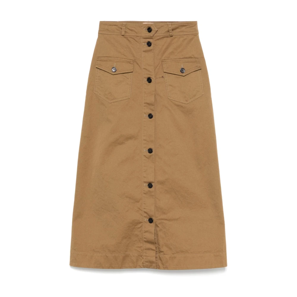 Saint Laurent Bruine A-lijn Rok met Voorzakken Brown Dames