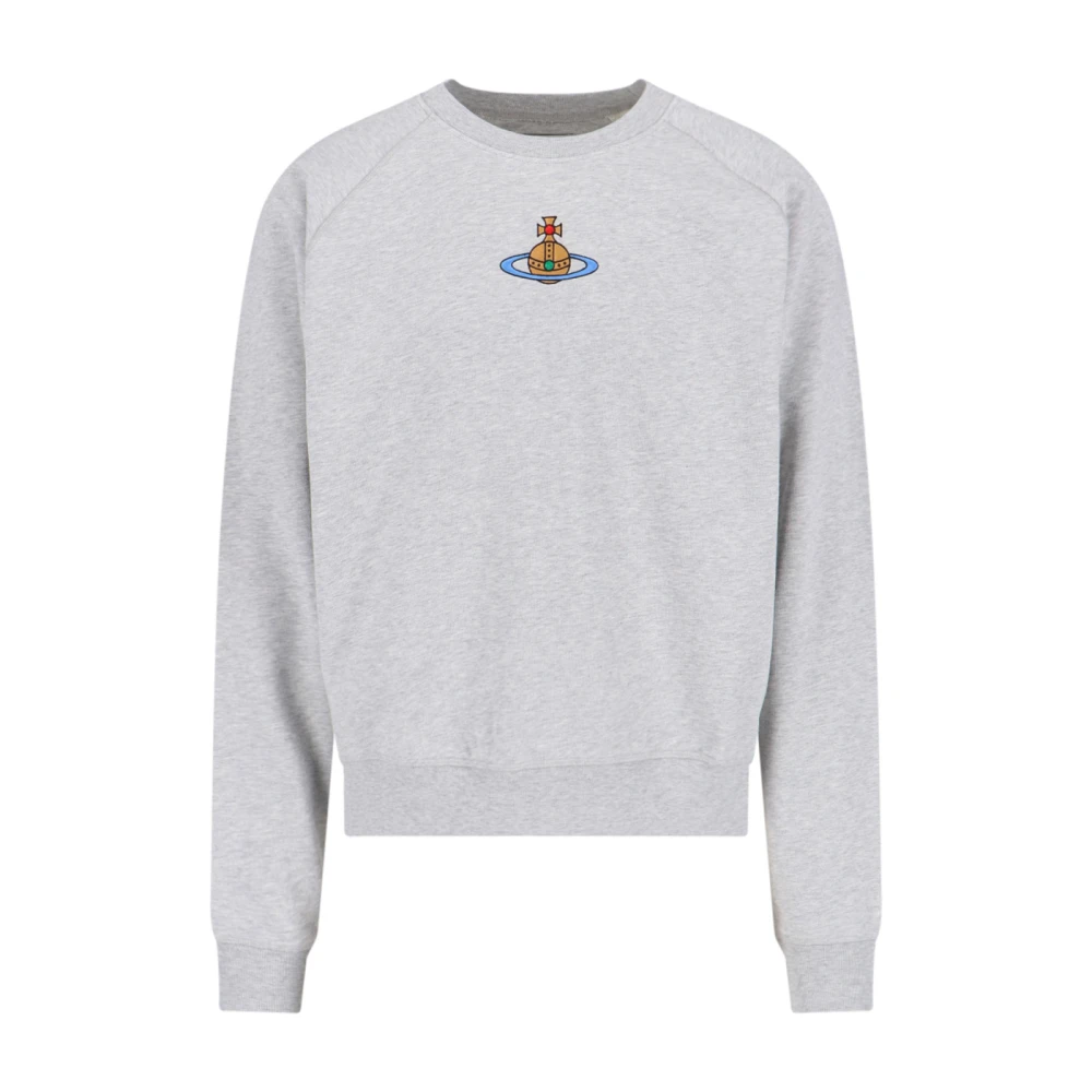 Vivienne Westwood Grijze Logo Crewneck Sweater Gray Heren