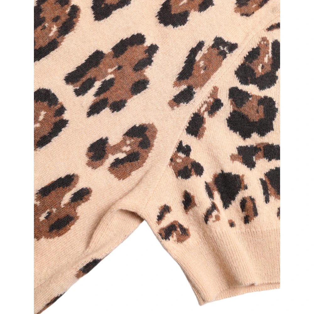 Dolce & Gabbana Luipaard Wollen Coltrui Beige Dames