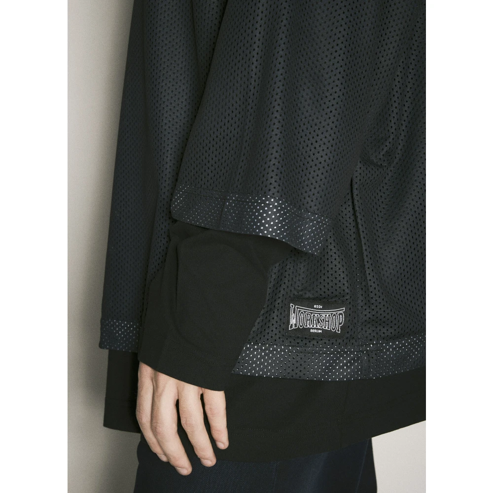 032c Gelaagde Mesh Top met Logopatch Black Heren