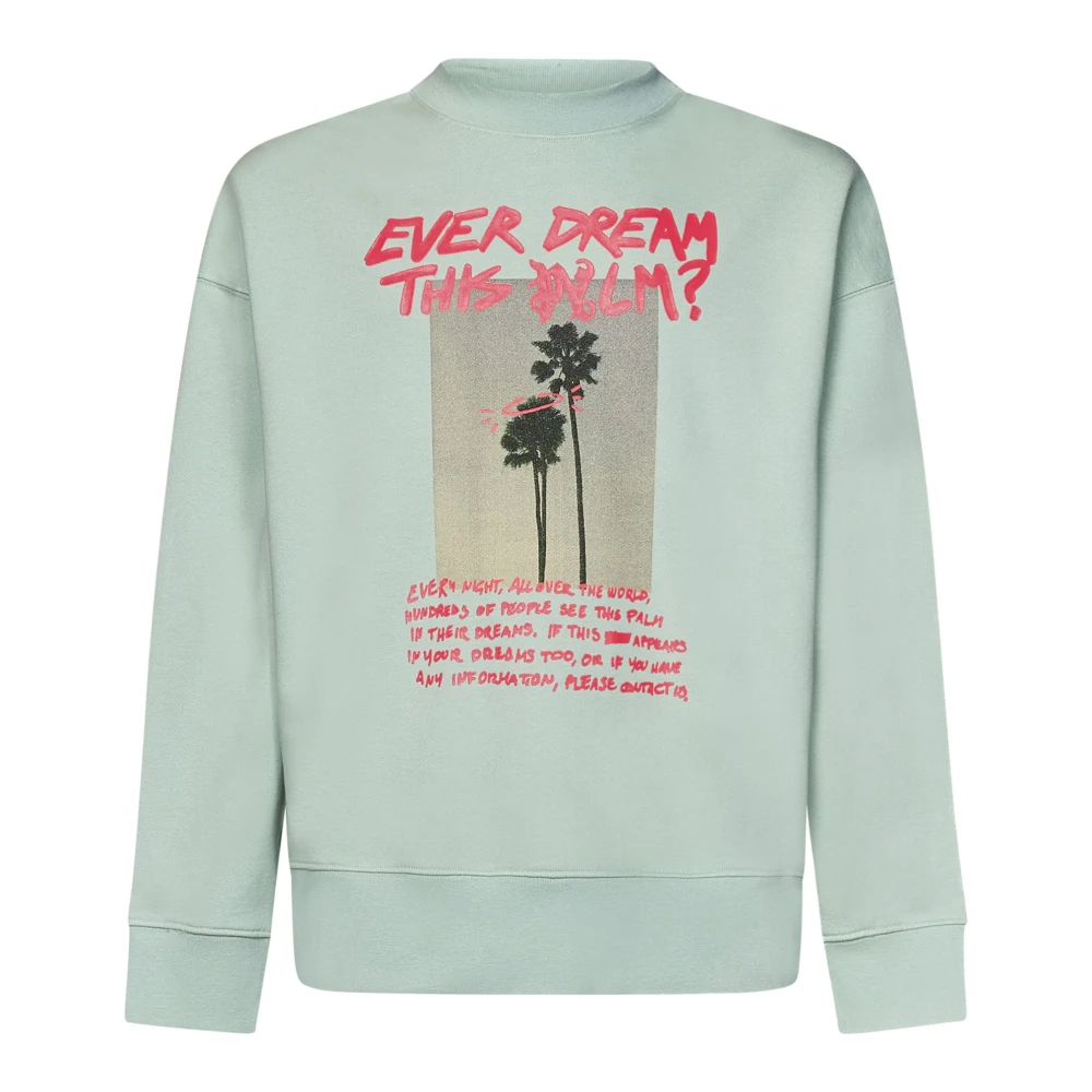 Palm Angels Groene Crewneck Sweatshirt met Graffiti Print Green Heren