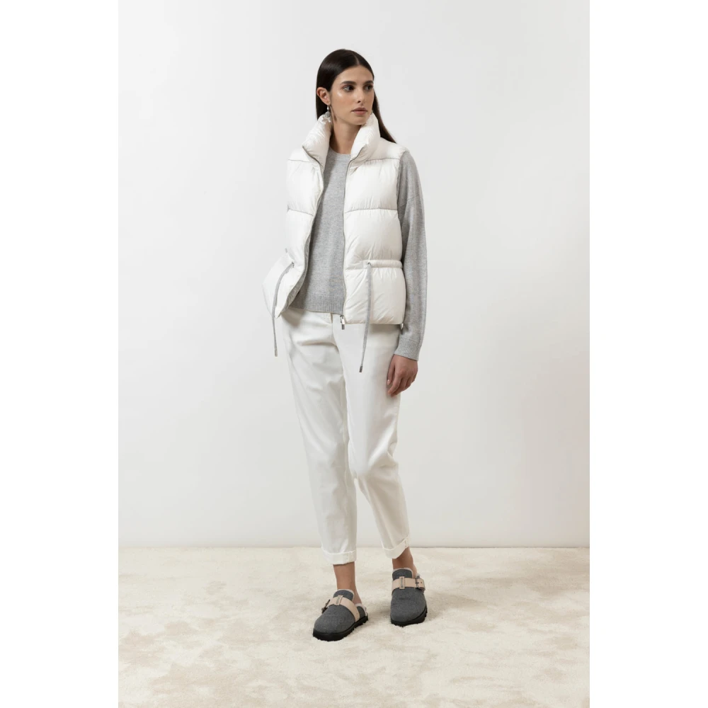 PESERICO Perzikkleurige gabardine wortelbroek White Dames