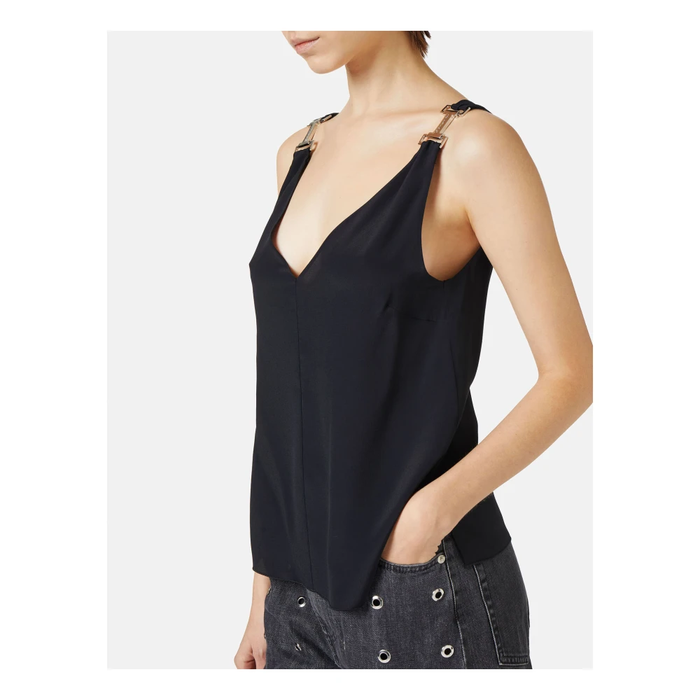 Iceberg Zwarte crepe de chine top met kenmerkende details Black Dames