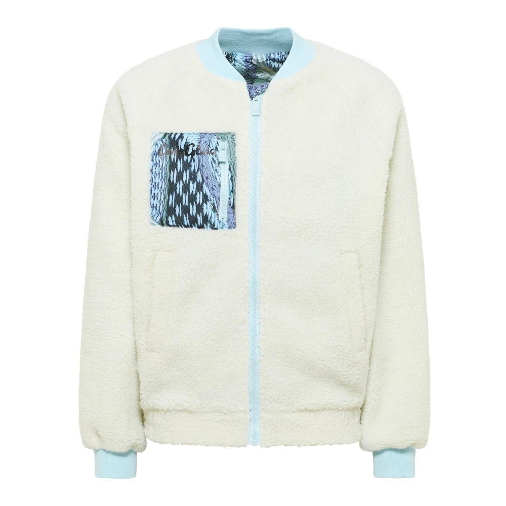 Carlo Colucci White Bomber Jackets, Male, L, Reversible Teddy Bomber Jacket