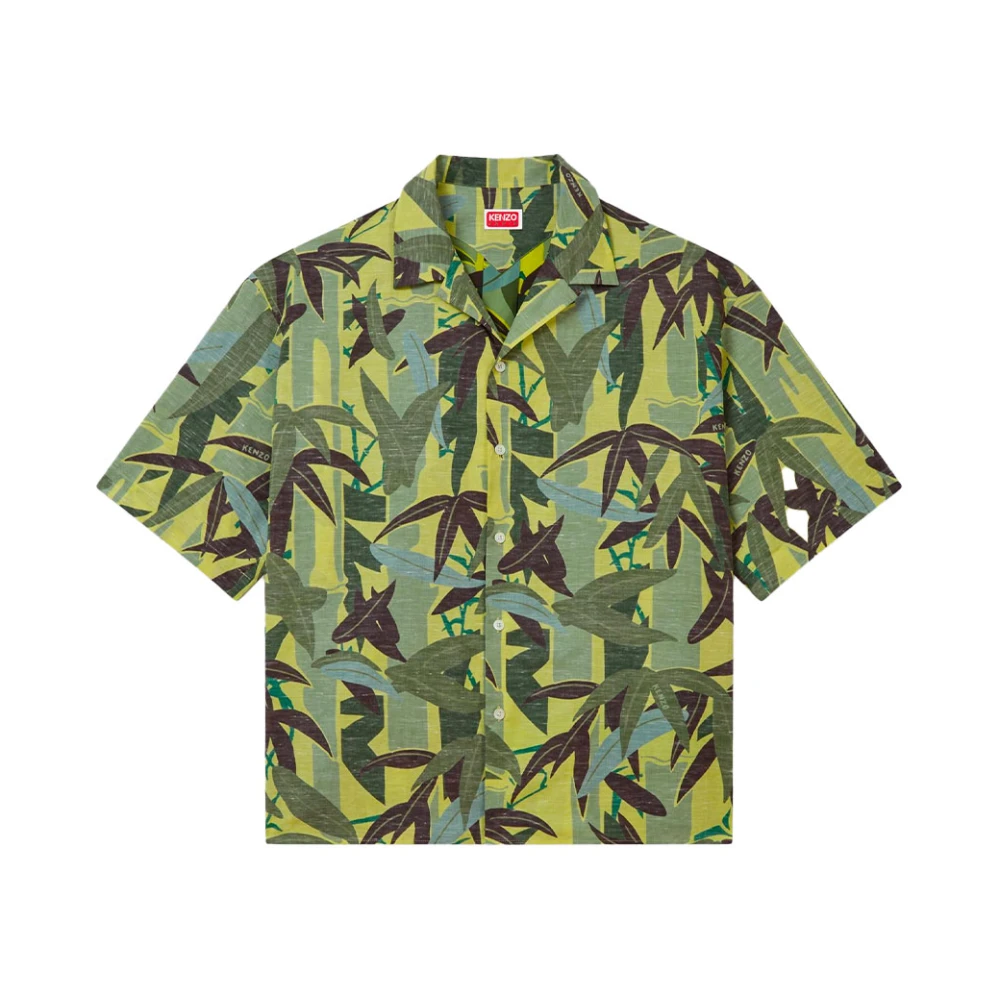 Kenzo Uomo Verde Camicia Hawaiana A Maniche Corte - Bamboo