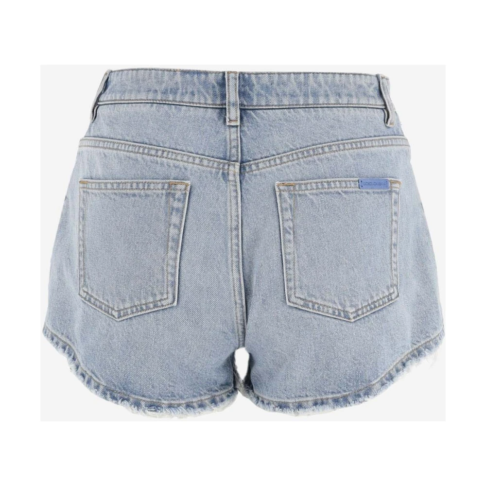 Dolce & Gabbana Hoge Taille Denim Shorts Stone Wash Blue Dames
