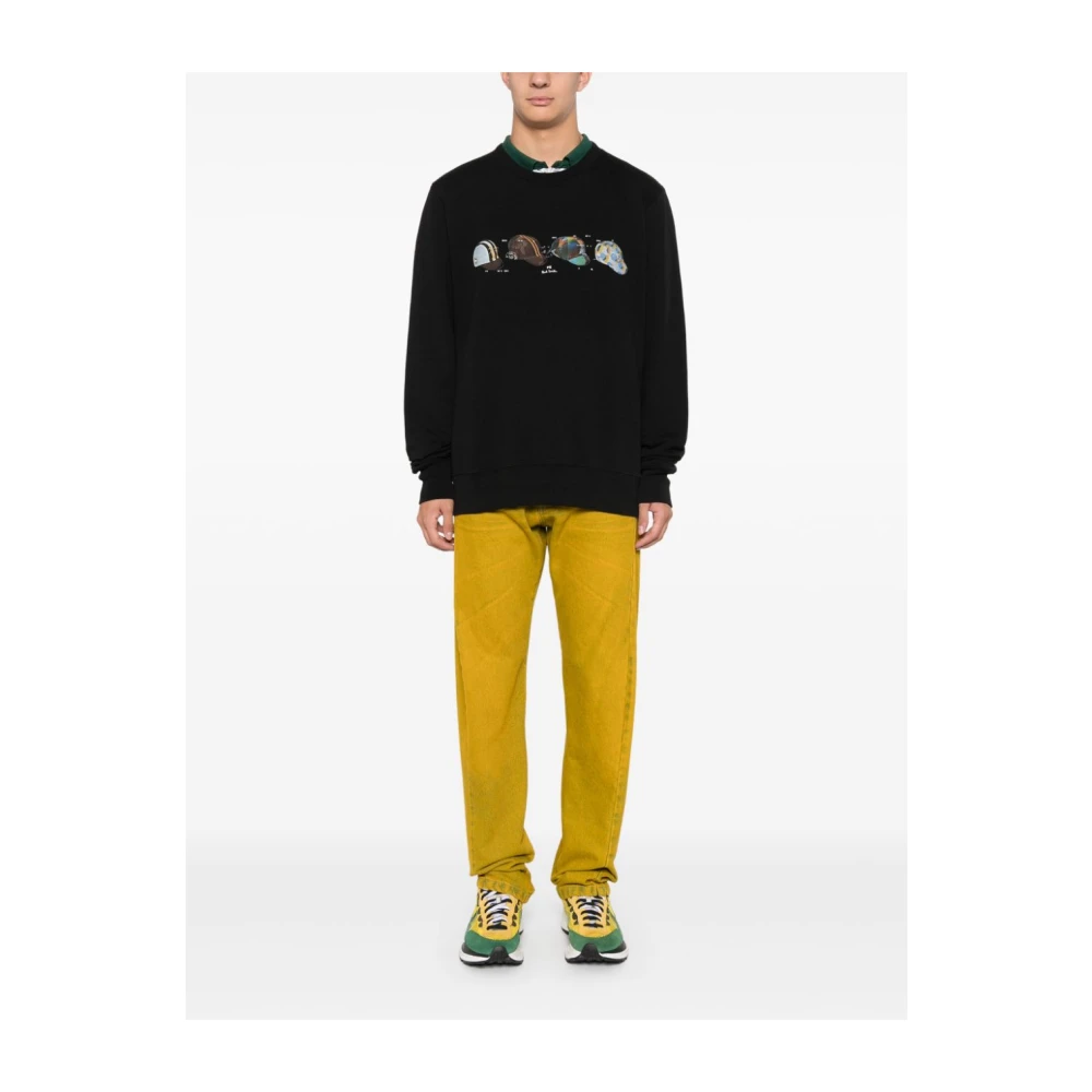 Paul Smith Zwarte Fietshelm Print Sweater Black Heren