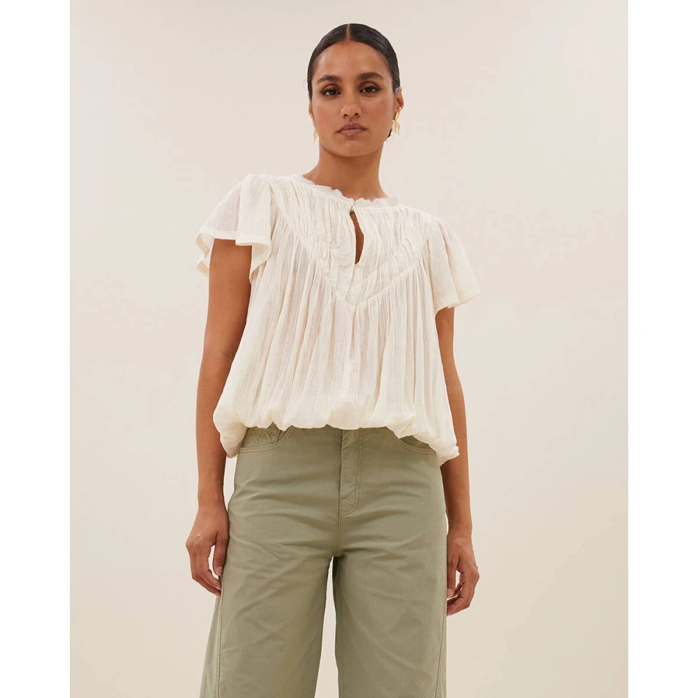 By-Bar Korte Mouw Olav Blouse White Dames