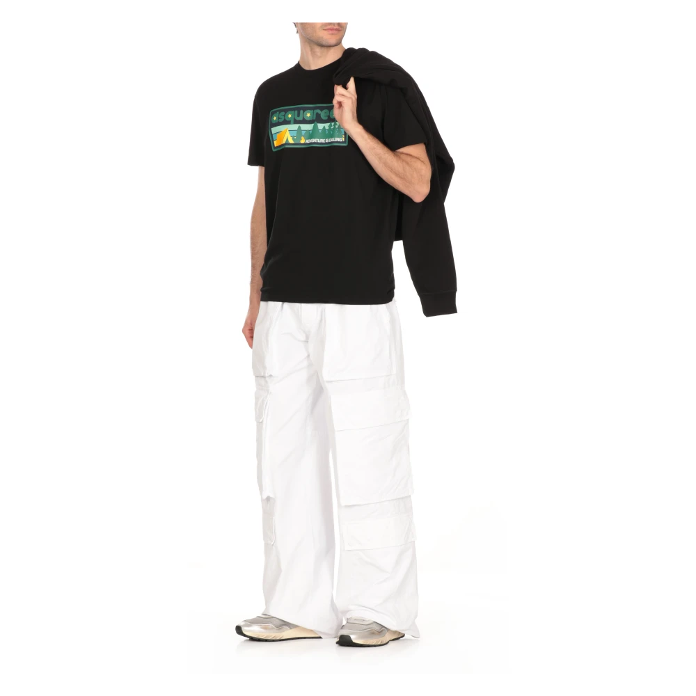 Dsquared2 Zwarte Katoenen T-shirt met Logoprint Black Heren