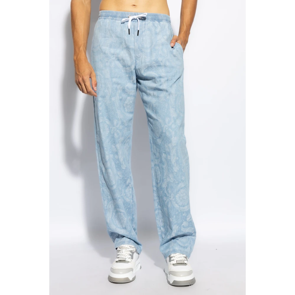Versace Broek met Barocco patroon Blue Heren