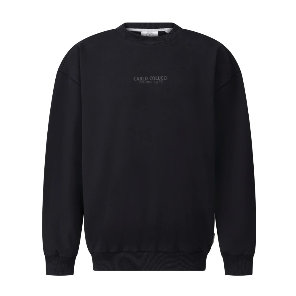 carlo colucci Sweatshirt met Logo-Print Moderne Stijl Black Heren