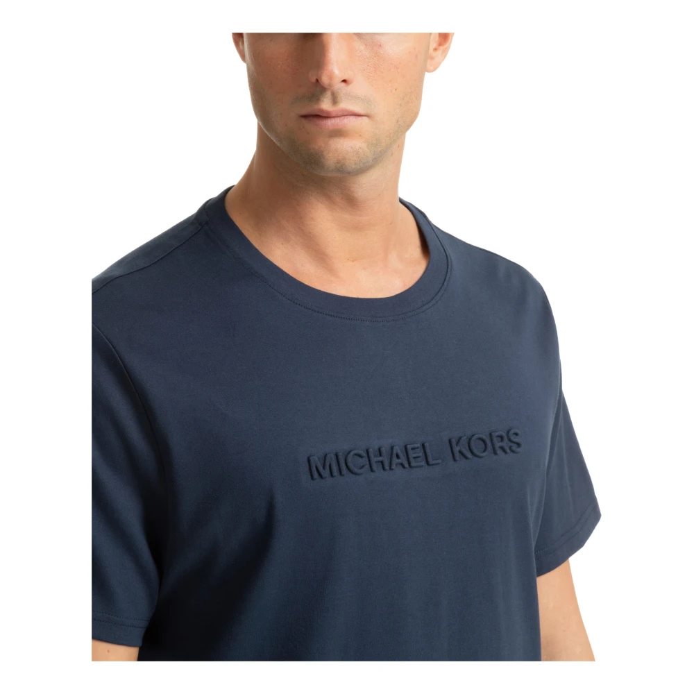 Michael Kors Effen Logo T-shirt Blue Heren