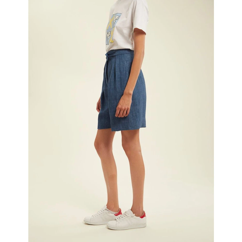 Ines De La Fressange Paris Hoge taille denim shorts Blue Dames