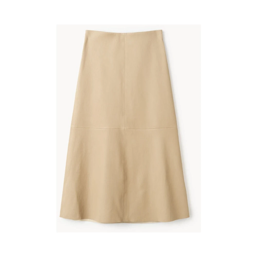 By Malene Birger Läder Midi Kjol Sand Beige Beige, Dam