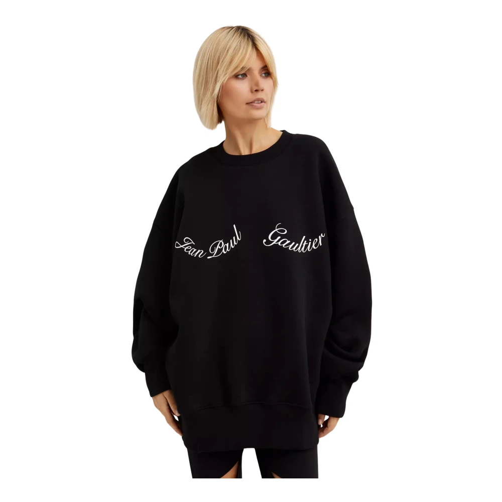 Jean Paul Gaultier Zwarte Oversized Sweater met Wit Logo Black Dames