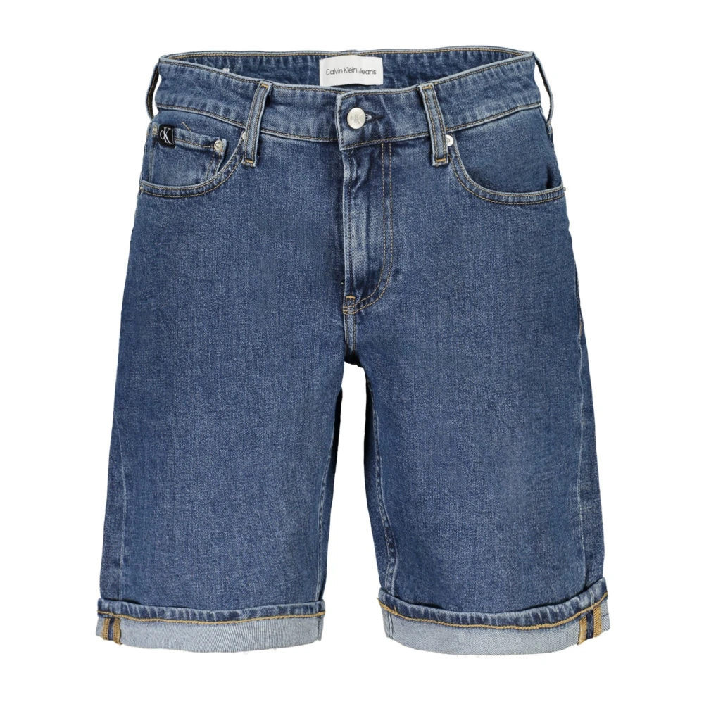 Calvin Klein Blauwe Regular Jeans Shorts met Logo Blue Heren