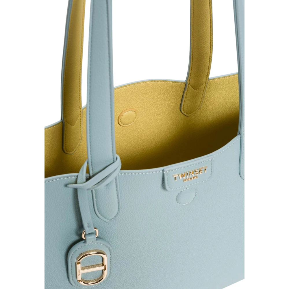 Twinset Omkeerbare Tote Tas met Metalen Logo Blue Dames