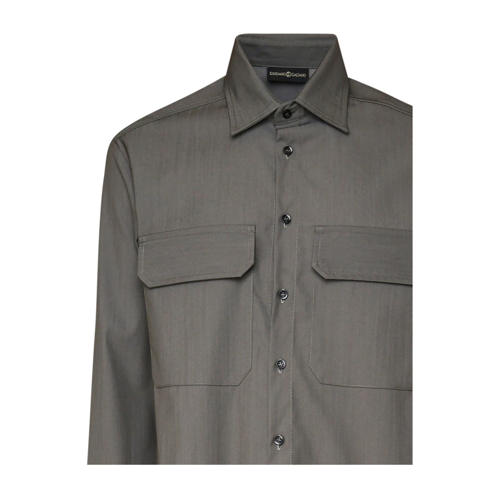Giuliano Galiano Life Shirt met Italiaanse Kraag Gray Heren