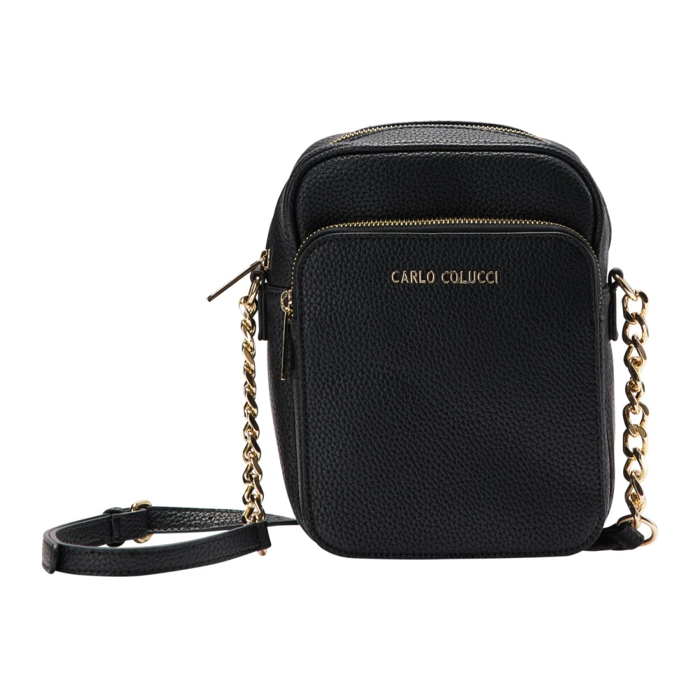 Carlo Colucci Unisex Black Cova Chain Shoulder Bag