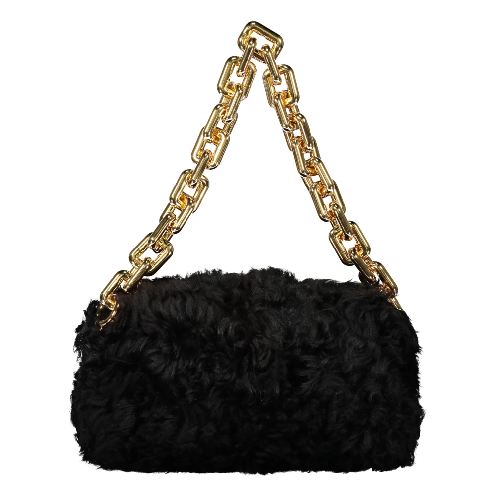 Bottega Veneta Lamsvacht Ketting Pouch Clutch Black Dames