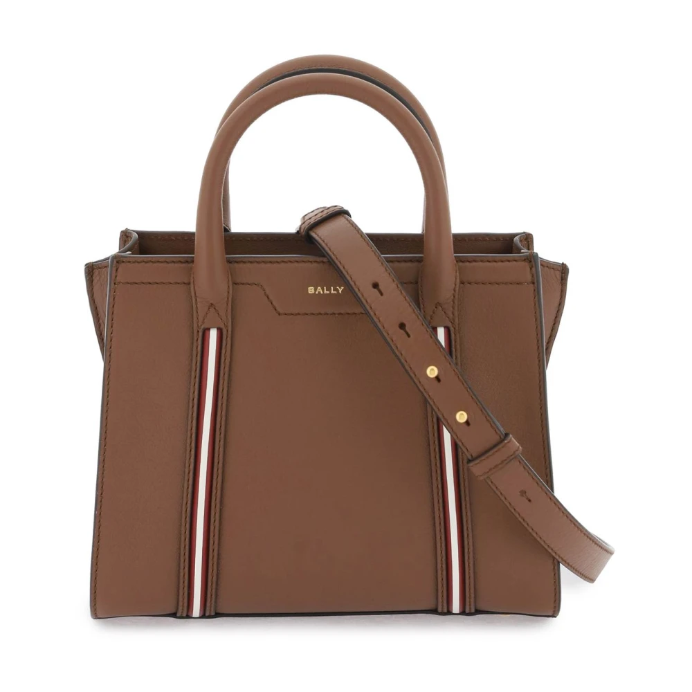 Bally Gehamerd Leren Tote Tas met Gouden Logo Brown Dames