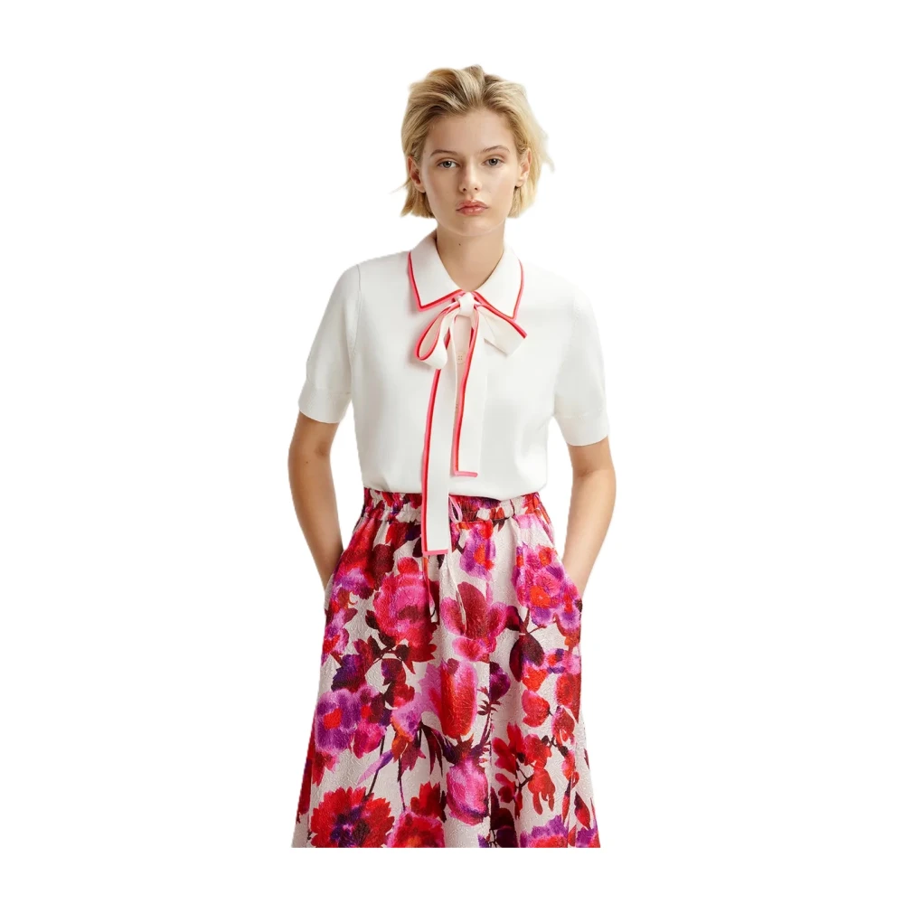 Essentiel Antwerp Gebreide Polo Shirt met Riem White Dames