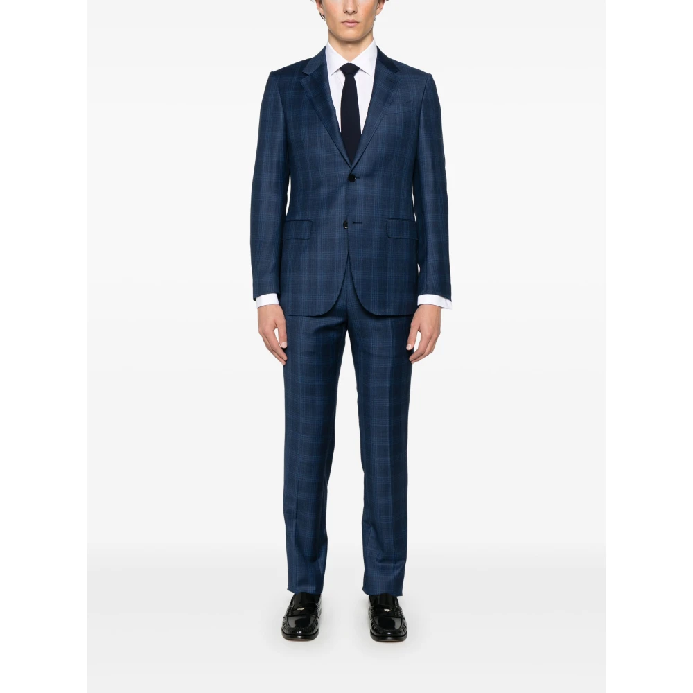 Ermenegildo Zegna Geruit wollen pak Blue Heren