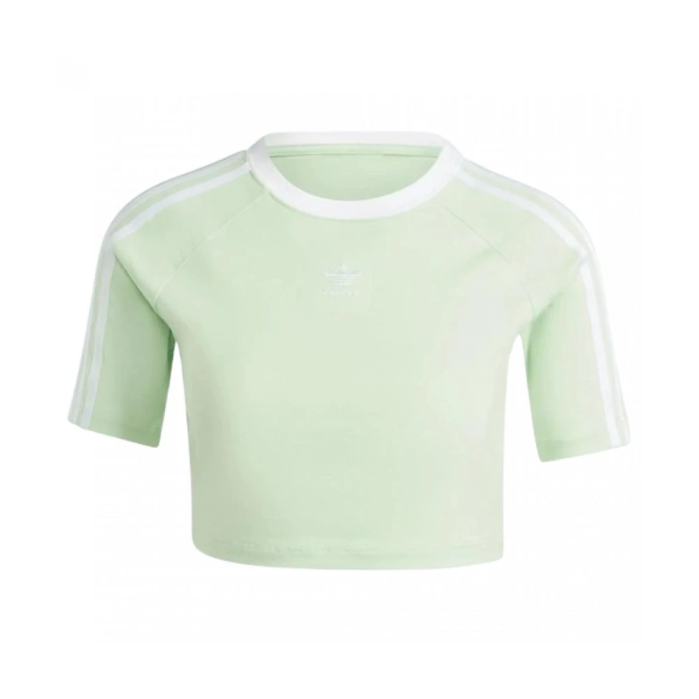 adidas Originals Katoenen T-shirt met iconische strepen Green Dames