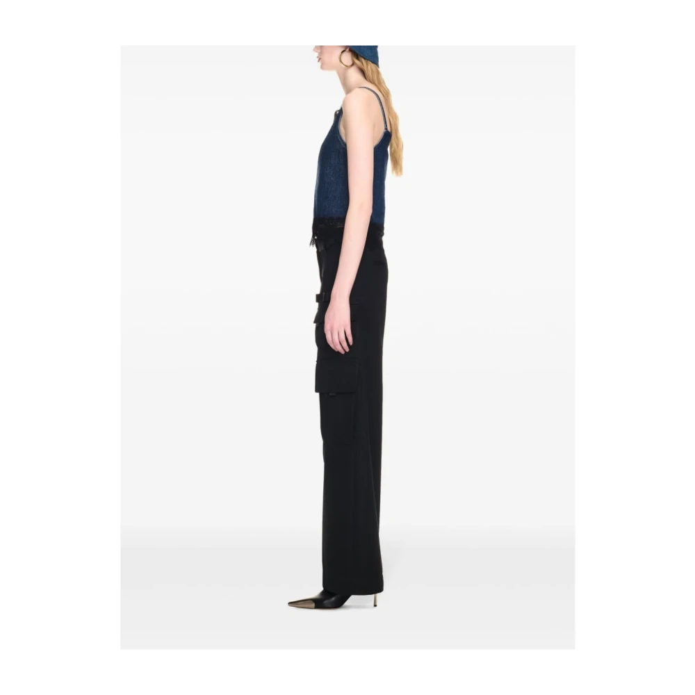 Off White Blauwe Denim Kant Inzet Top Blue Dames