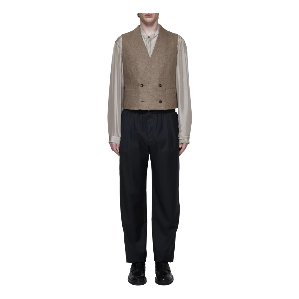 Giorgio Armani Dubbelrijige vest in taupe grijs Brown Heren