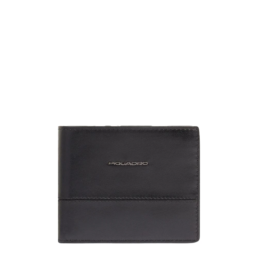 Piquadro Homme Noir Accessoires, Taille: One Size Portefeuille En Cuir Avec Porte-Cni, Porte-Monnaie, Porte-Cartes De Crédit Et Protection Rfid