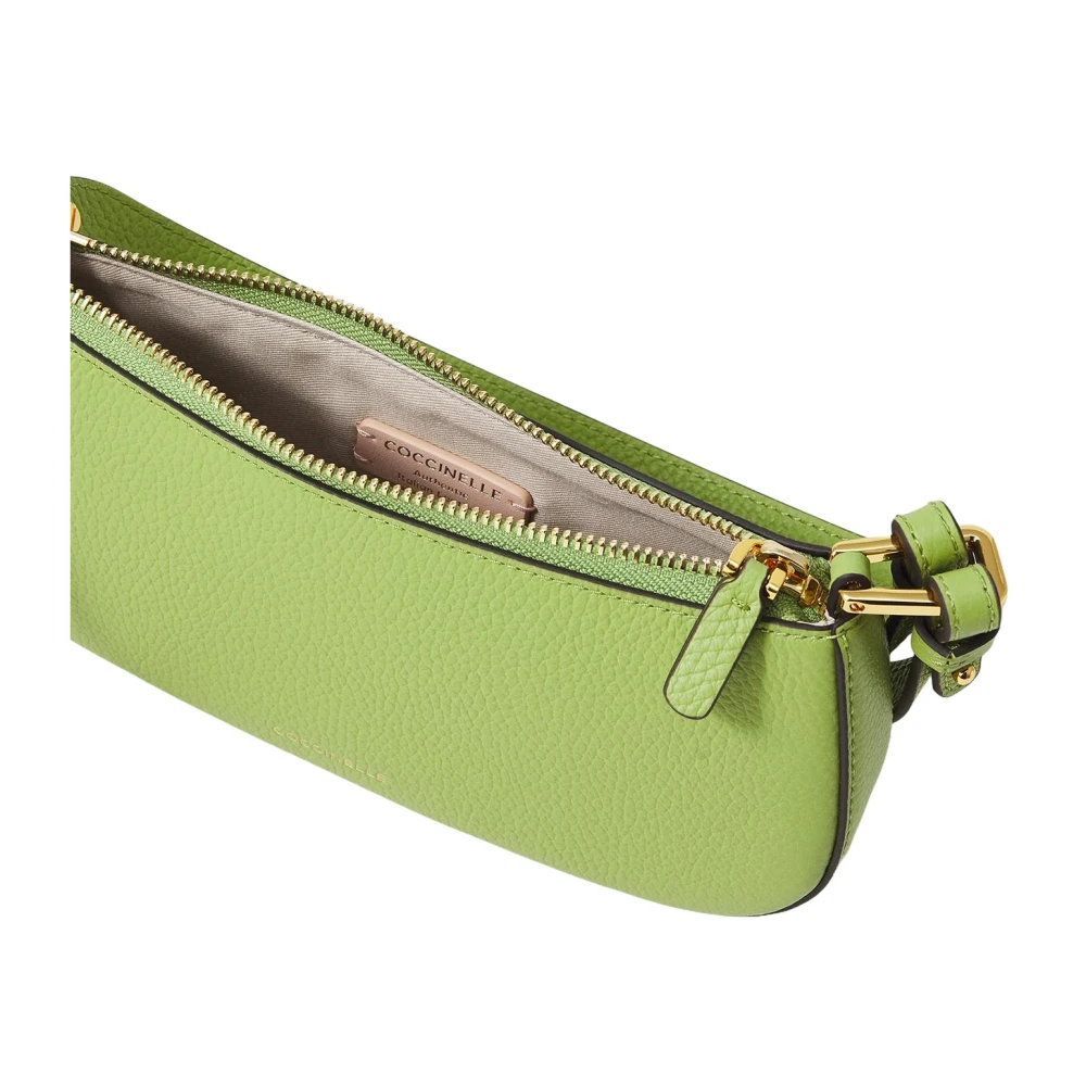 Coccinelle Omkeerbare leren schoudertas met rits Green Dames