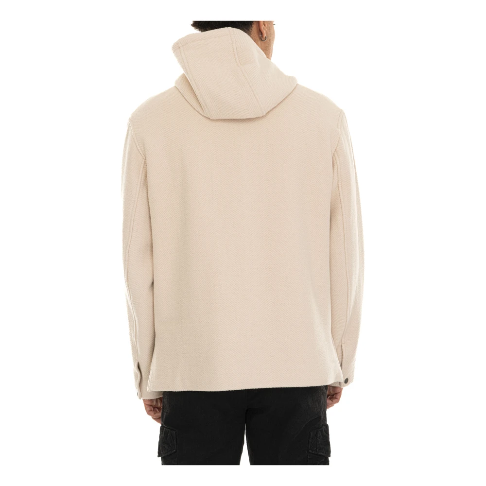 Emporio Armani Wollen Hoodie met Ritszakken Beige Heren