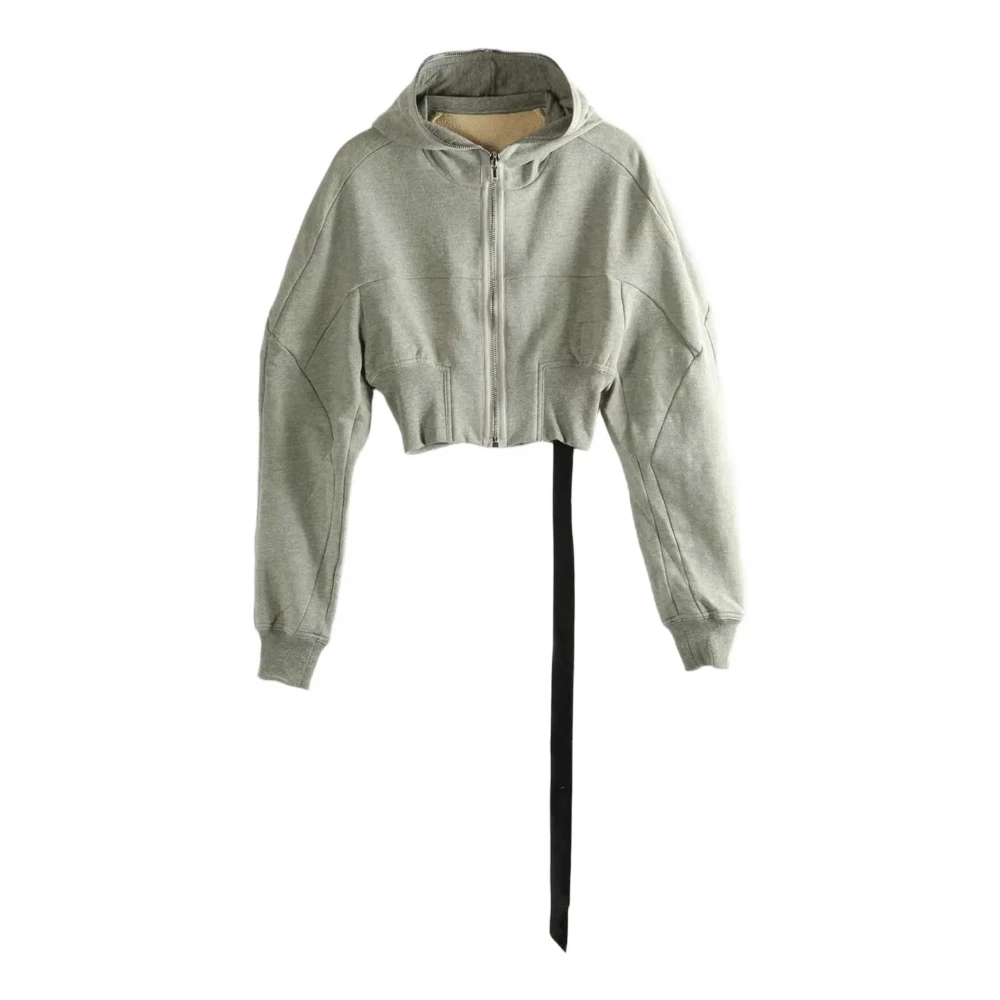 Rick Owens Gray Zip-Throughs, Female, Xs, Cropped Zip-Up Hoodie