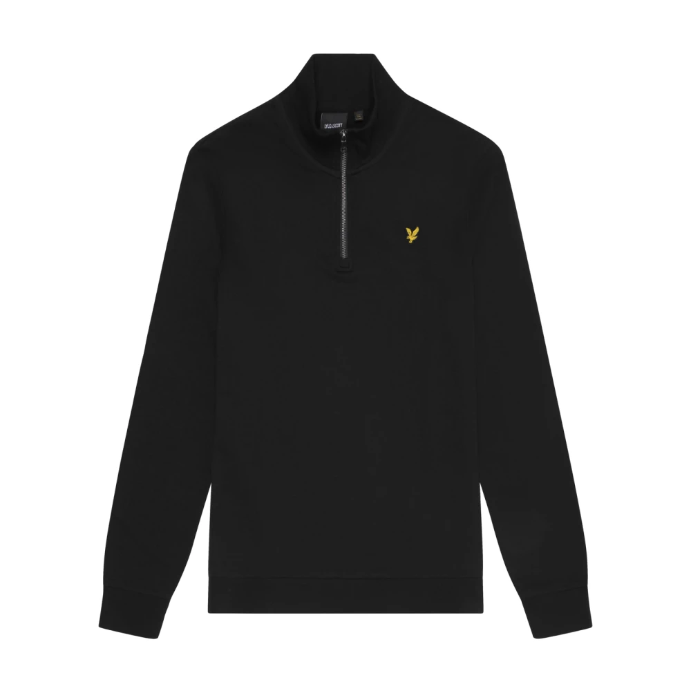Lyle & Scott Mens Embroidered Quarter Zip Sweatshirt - Black Cotton - Size X-Large - Image 9