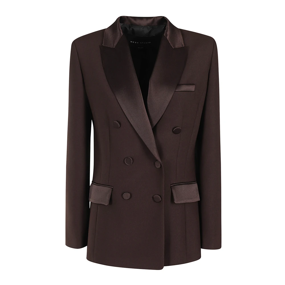 Hebe Studio Klassieke Georgia Blazer in Cady Stof Brown Dames