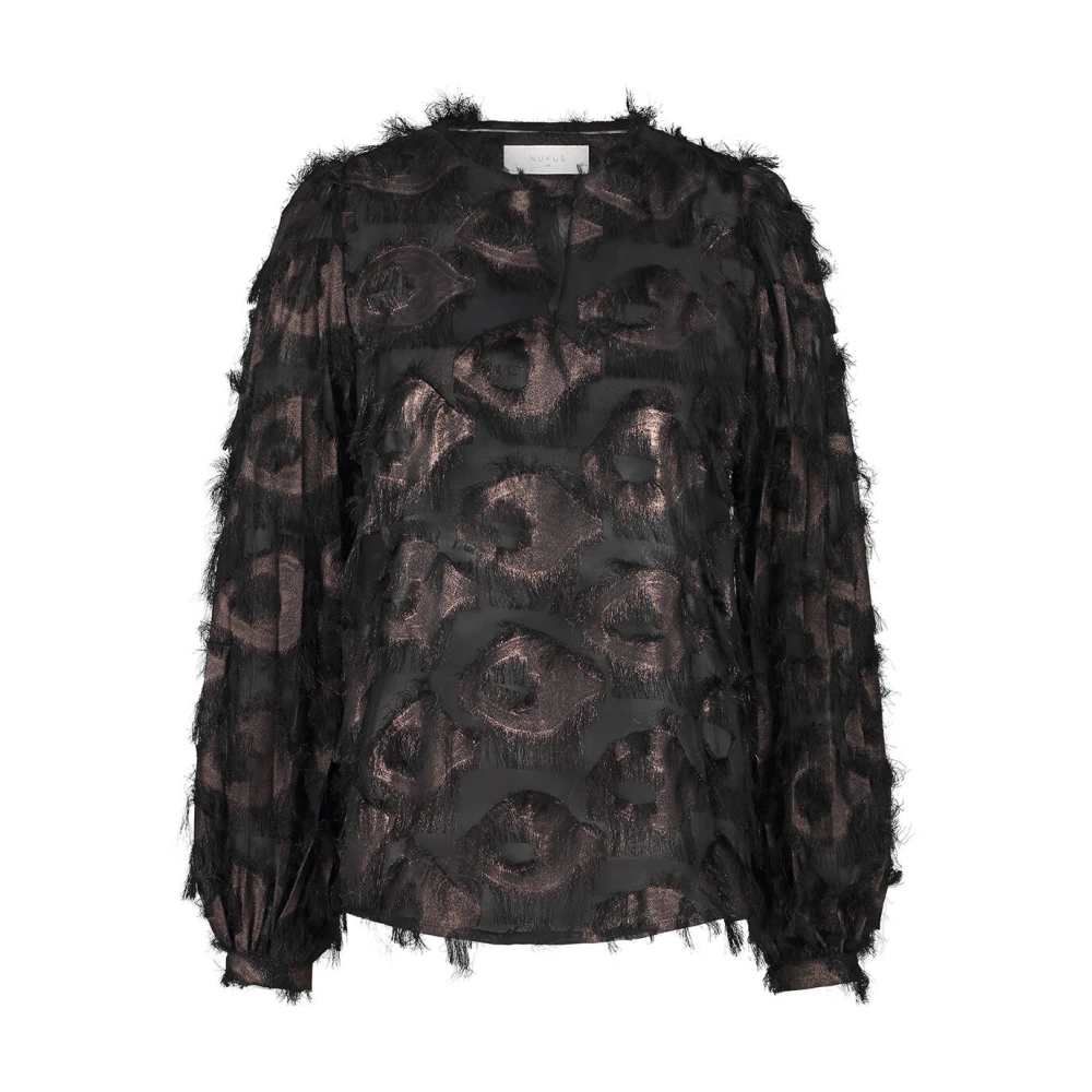 Nukus Lurex Top Gabriel Lange Mouw Black Dames