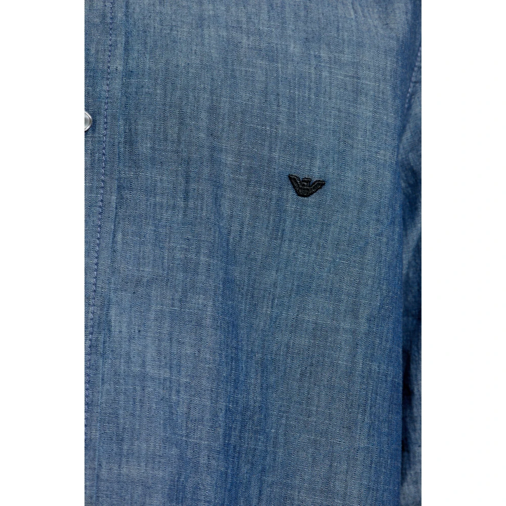 Emporio Armani Overhemd met geborduurd logo Blue Heren