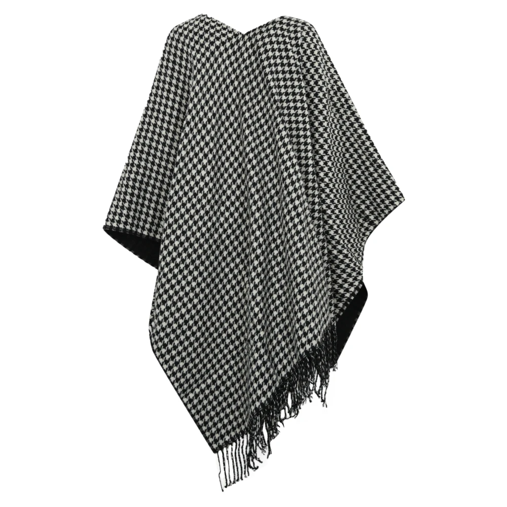 Blugirl Zwarte wollen poncho met franjes Black Dames