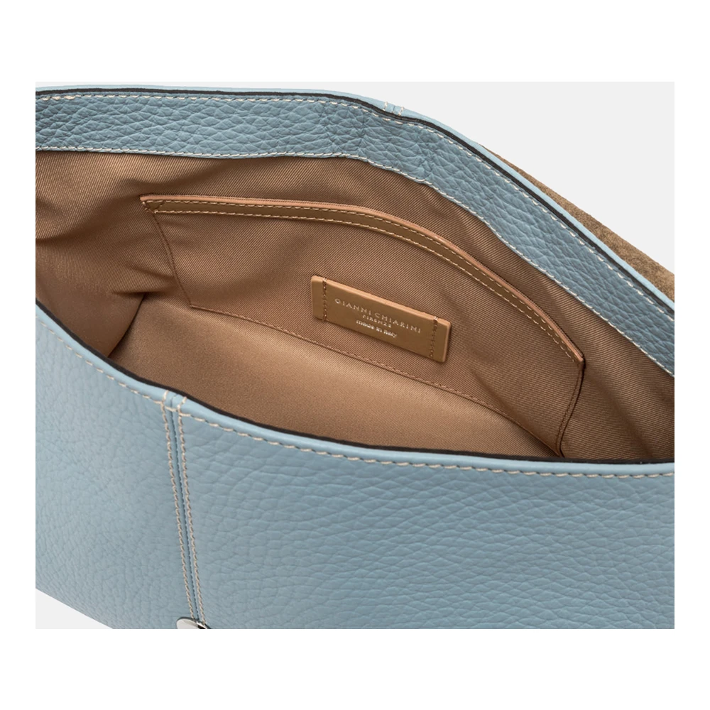 Gianni Chiarini Heldere Blauwe Leren Schoudertas Blue Dames