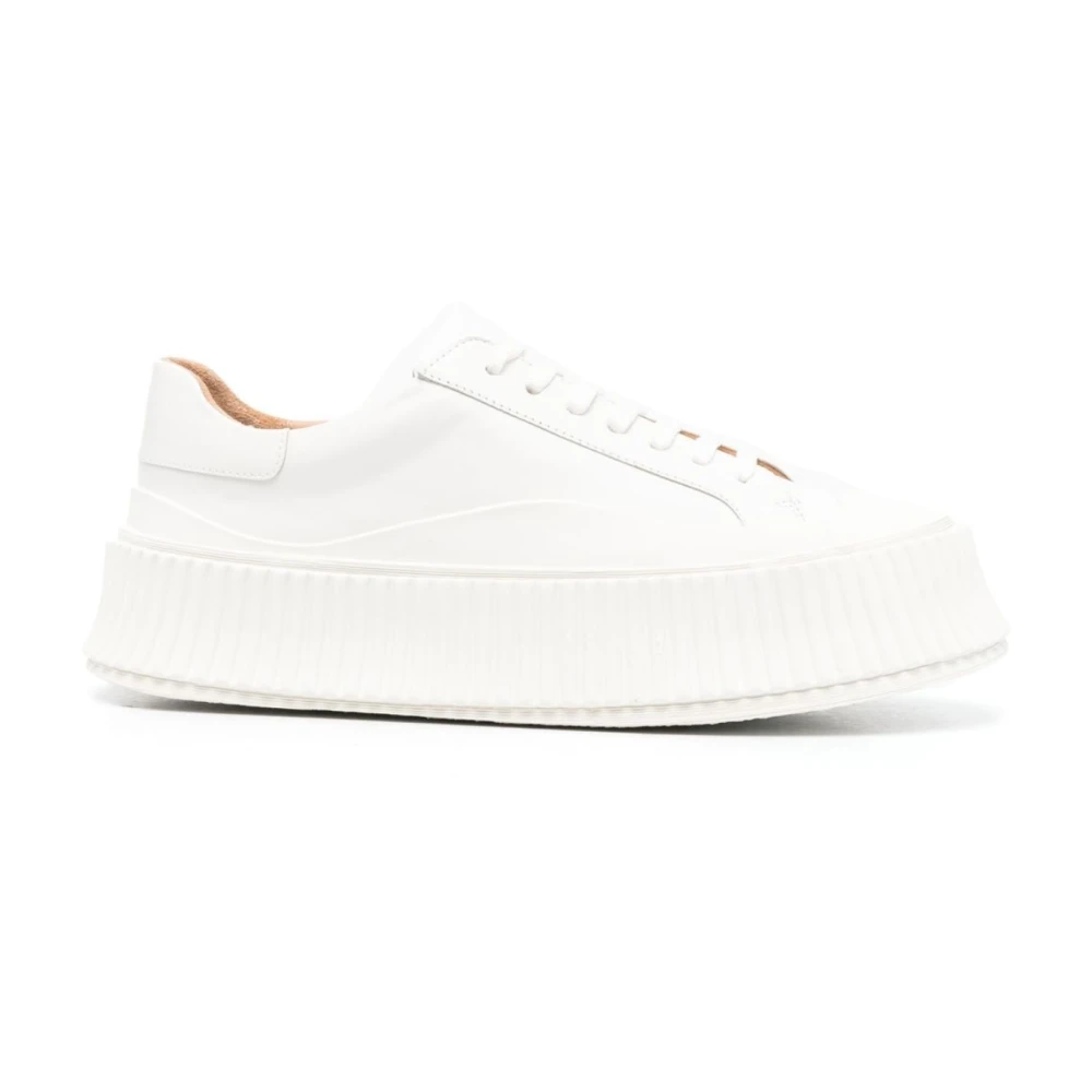 Jil Sander Natural Agnellato Sneakers Dames Schoenen Wit