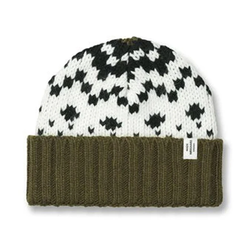 Mads Nørgaard Gebreide Muts Martini Olive Patroon Multicolor Dames